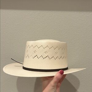 Rodeo King Cream Straw Hat with Brown Band